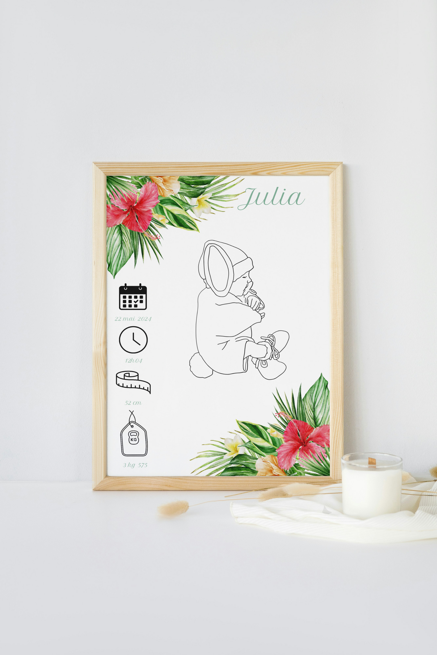 Affiche de naissance ‘ Tropical ‘