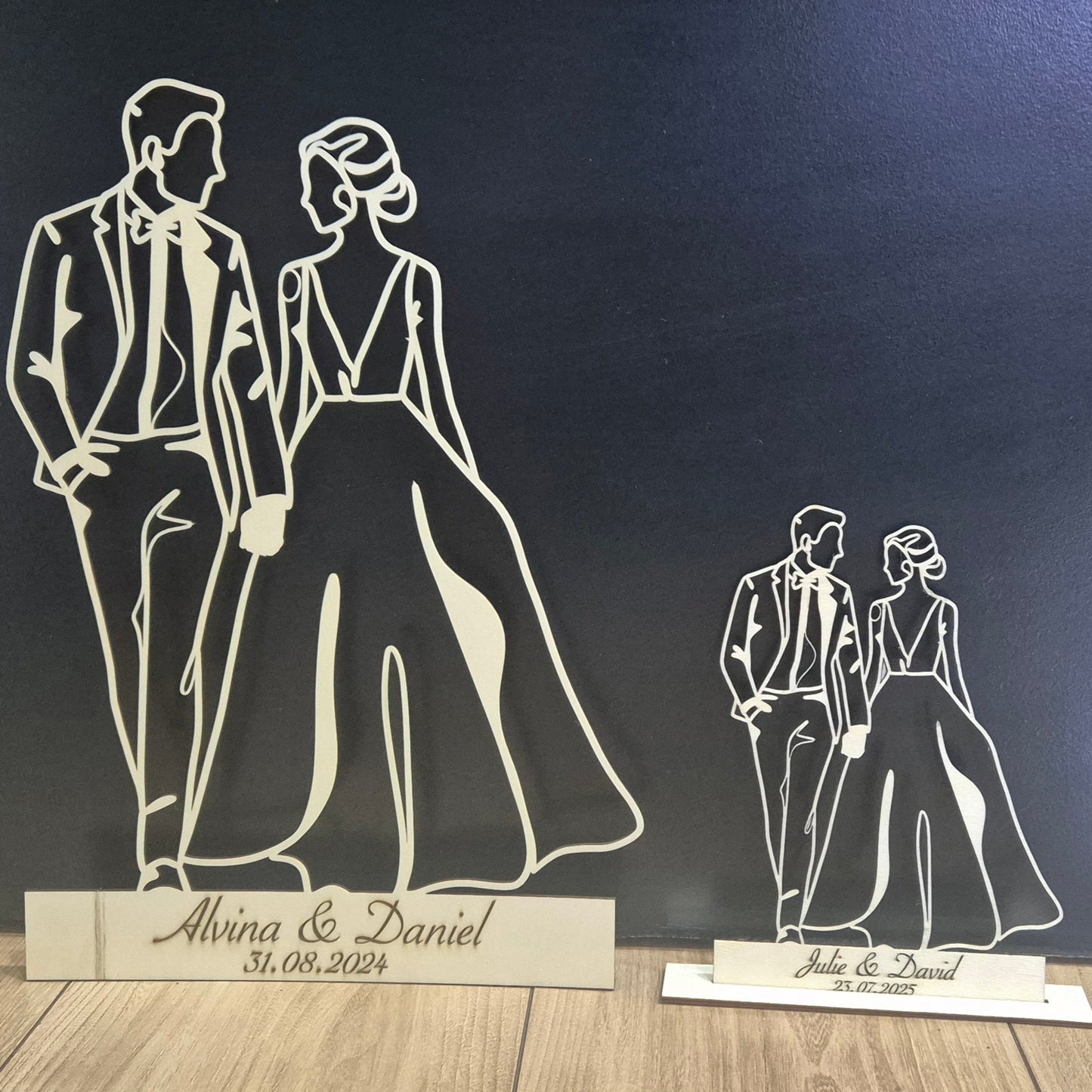 Silhouette personnalisée en bois – Couple romantique