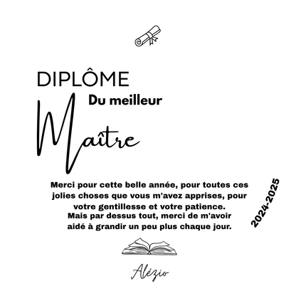 Diplôme personnalisé gravé en bois – Cadeau de fin d’année