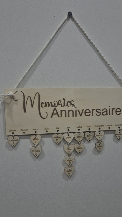 Panneau “Memories Anniversaires” Personnalisé en Bois – 30 x 10 cm