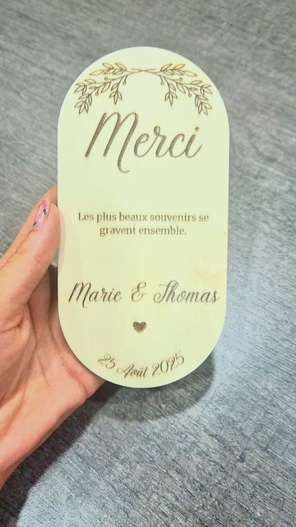 Aimants en Bois Gravés – Cadeaux Invités Mariage ou Baptême