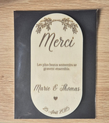 Aimants en Bois Gravés – Cadeaux Invités Mariage ou Baptême
