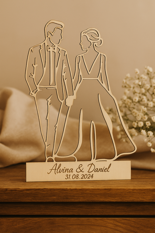 Silhouette personnalisée en bois – Couple romantique