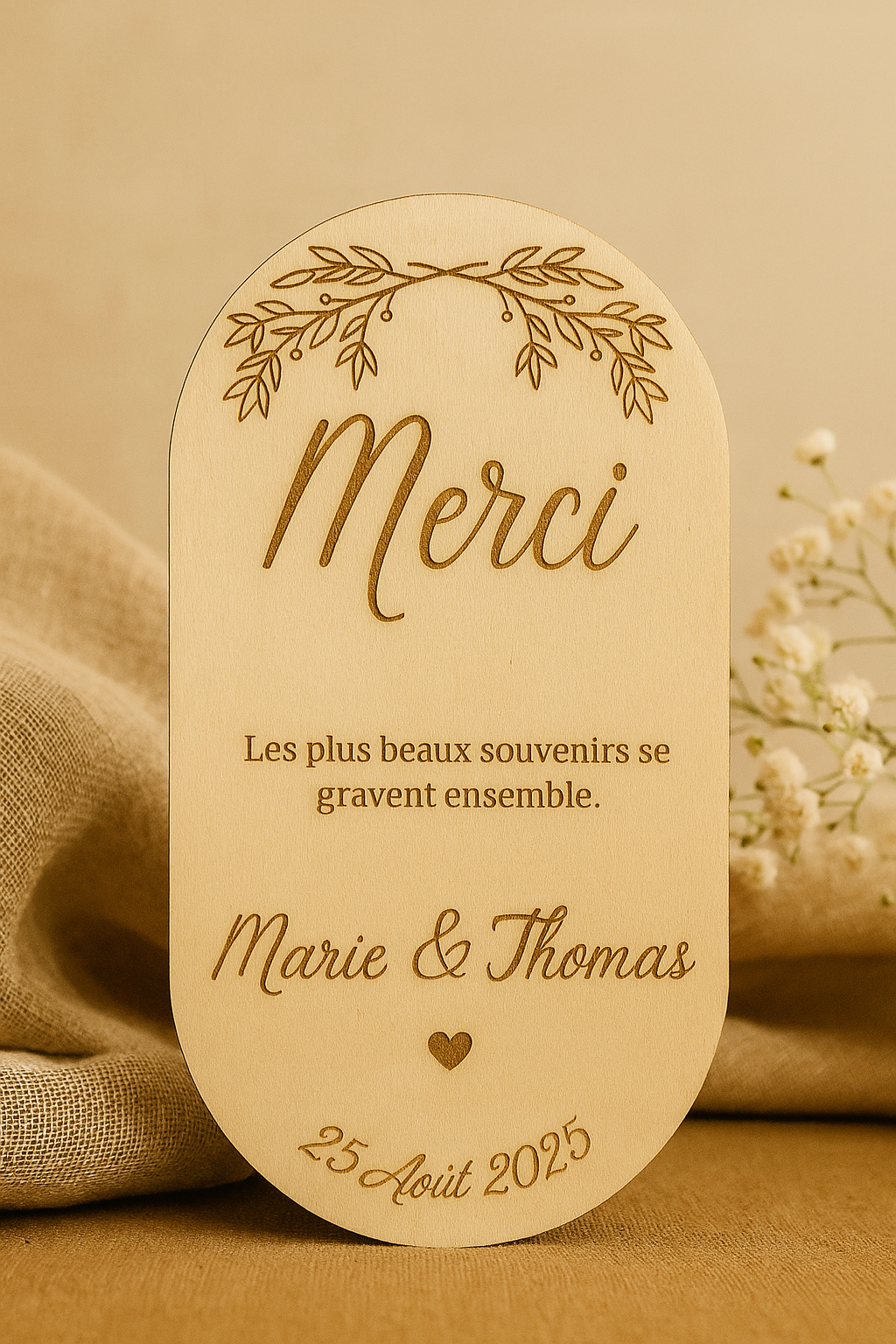 Aimants en Bois Gravés – Cadeaux Invités Mariage ou Baptême