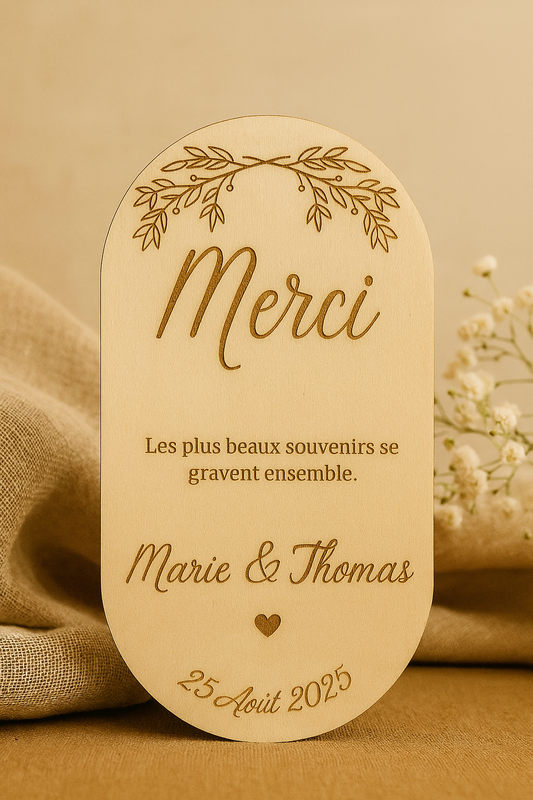 Aimants en Bois Gravés – Cadeaux Invités Mariage ou Baptême