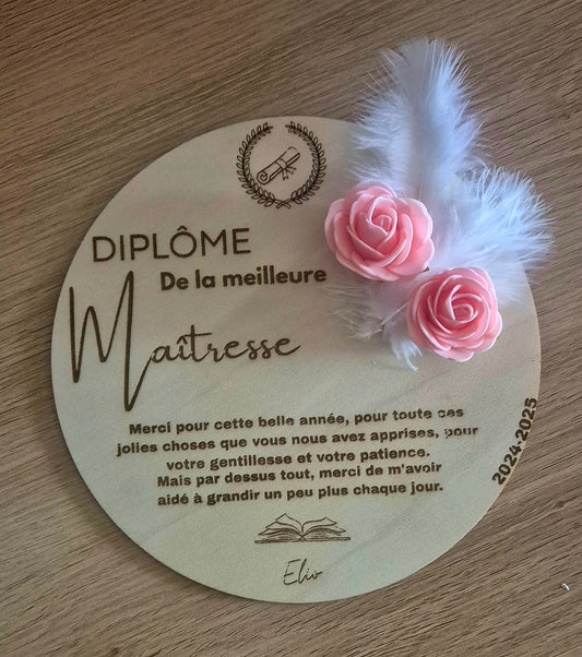 Diplôme personnalisé gravé en bois – Cadeau de fin d’année