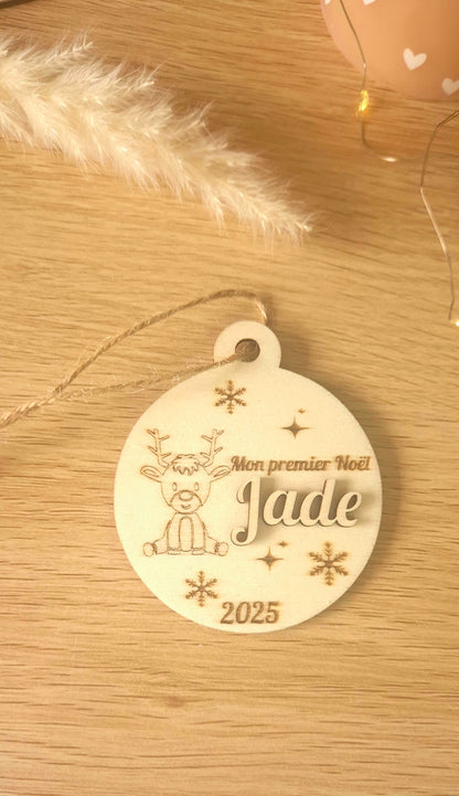 1er Noël Bébé – Boule Personnalisée (8 cm)