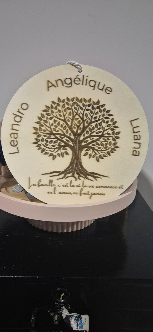 Arbre de Vie Familial Personnalisé – Rond en Bois 20 cm