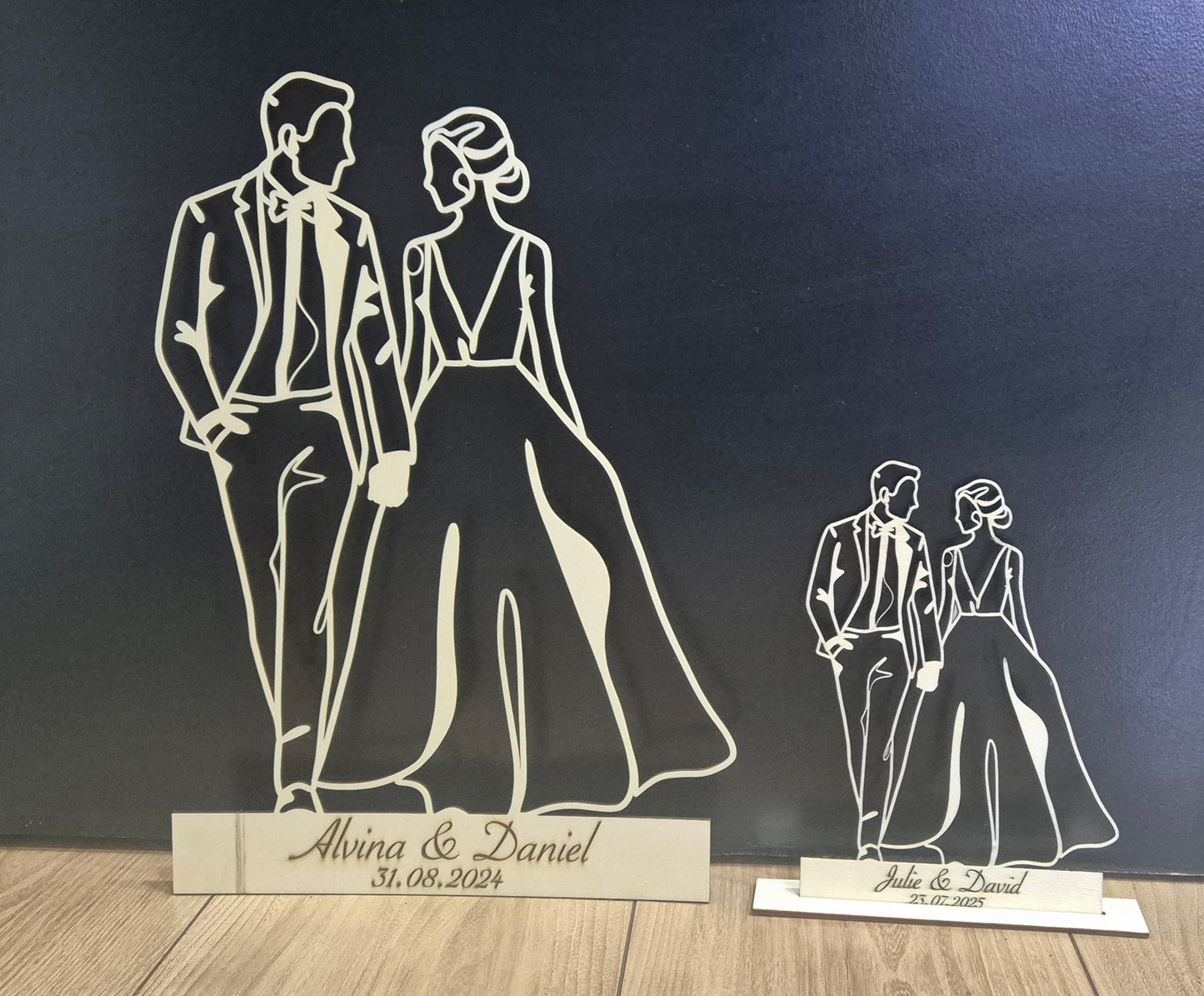 Silhouette personnalisée en bois – Couple romantique