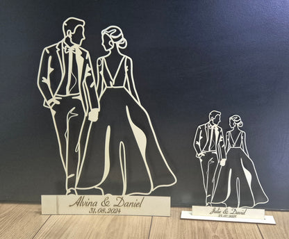 Silhouette personnalisée en bois – Couple romantique